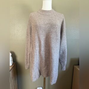 H&M Beige Light Brown Knit Long Tunic Sweater